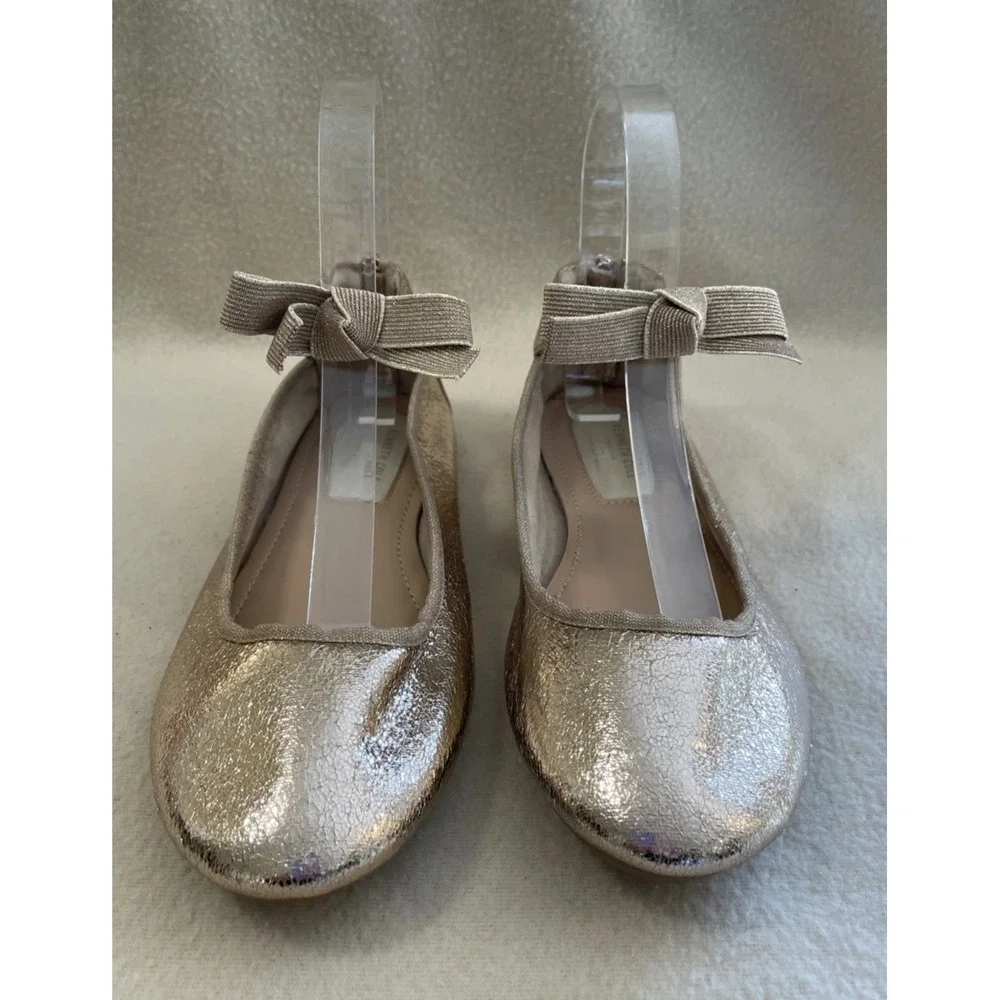 Kenneth Cole Rose Bow Metallic Ballet Flats Girls 4Y New Dress Party Sparkle Fun